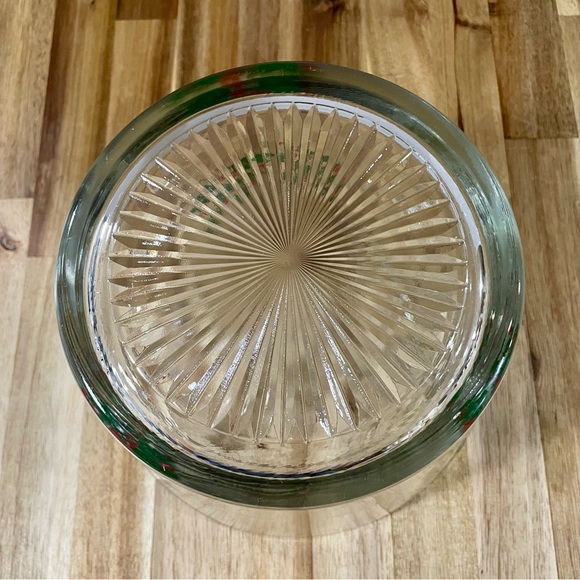 VTG Indiana Glass Holly Berry Ice Bucket Serving Round Bowl Crystal Christmas - Picture 7 of 8